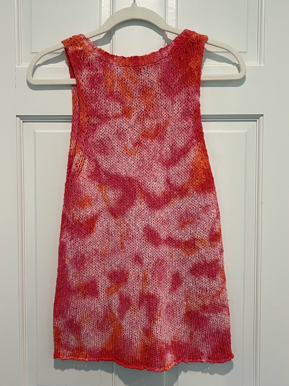 Jamison Cotton Knit Tank Top Pink Orange Tie Dye Sleeveless Chunky Sweater Small - Picture 5 of 7